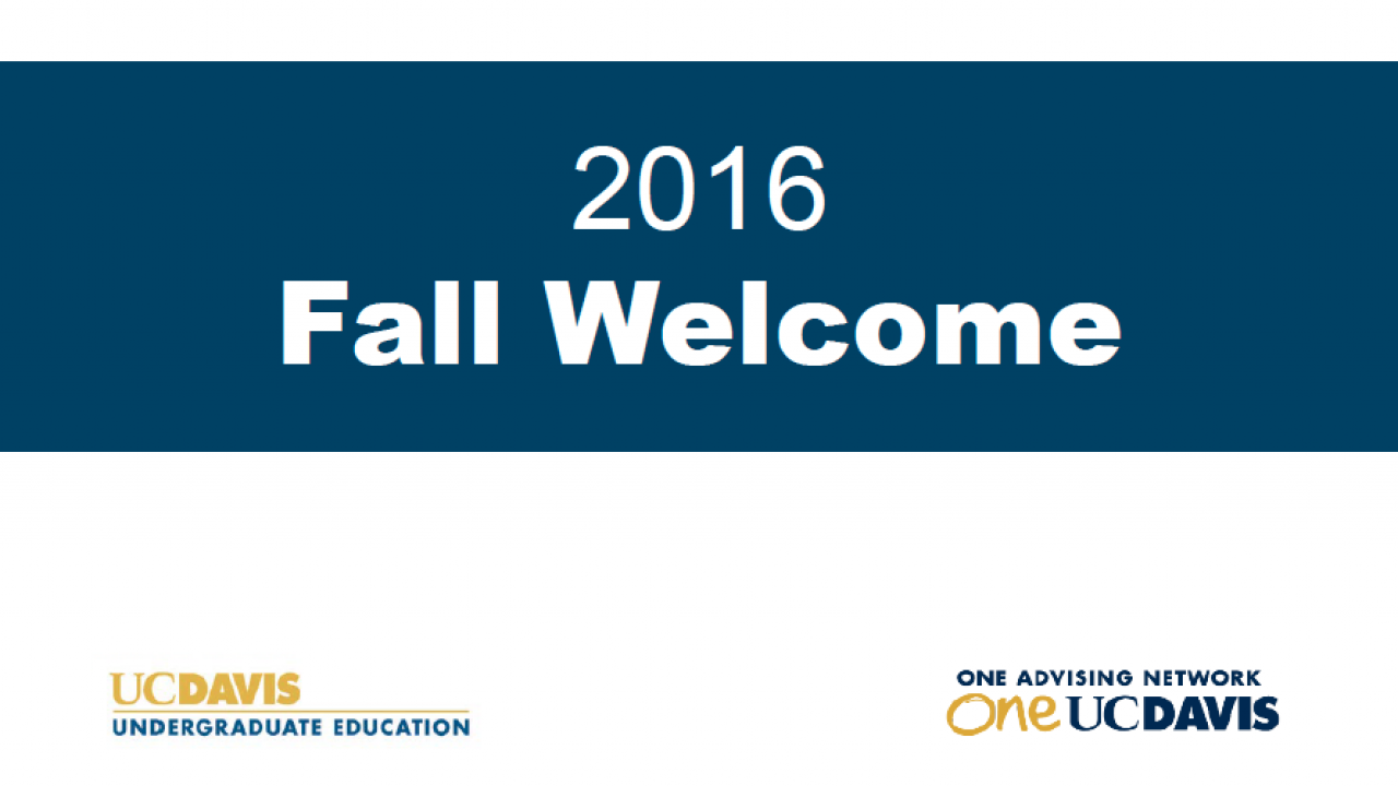 2016 Fall Welcome (slides)