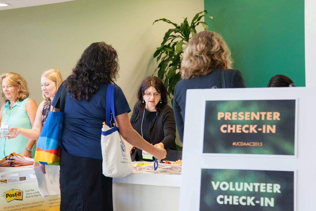 Advisors checking in for conference.