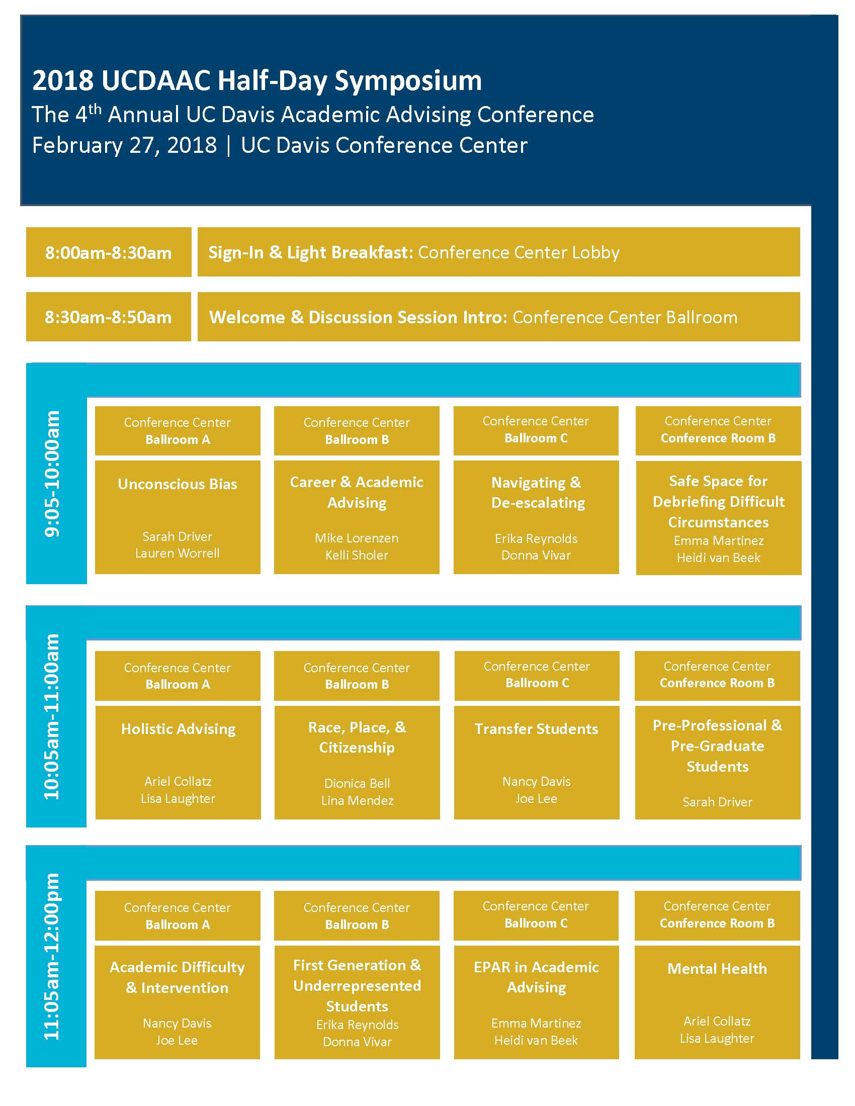 2018 UCDAAC Schedule At-A-Glance