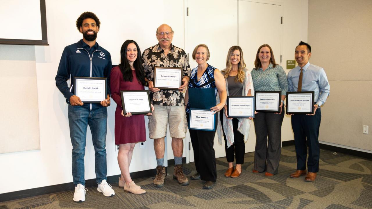 Photo of 2019 UC Davis Academic Advising Award recipients.