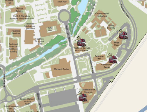 Map of conference with locations marked.