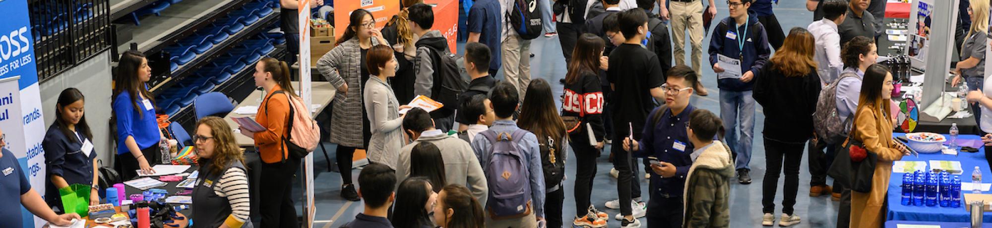 View of crowd at career fair.