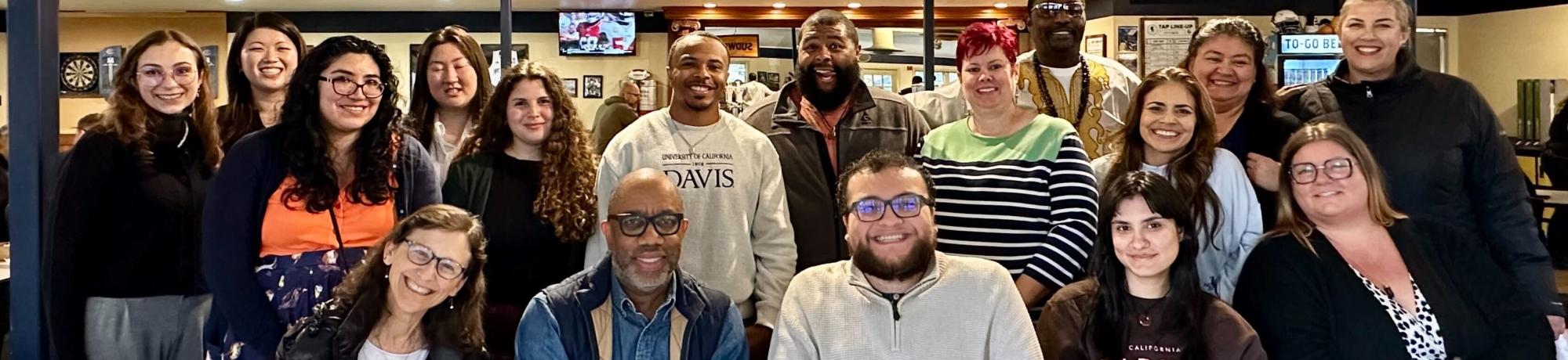 Advisors smiling after a luncheon